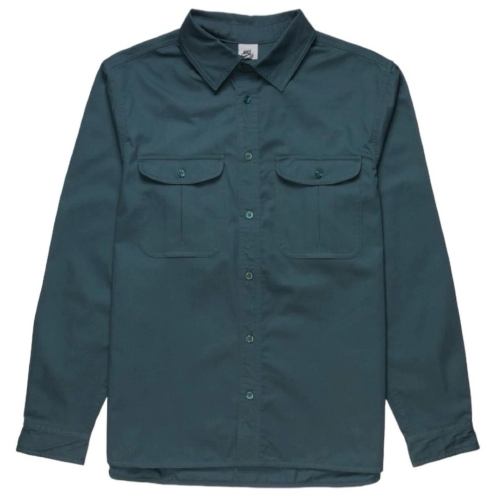 Nike SB Tanglin Woven Skate Button-Up LongSleeve Top Sz Medium Green FQ0397-328